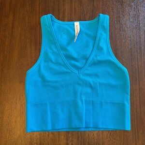 Athleta - Aurora Seamless Crop Ribbed Tank - Blue Small (S)